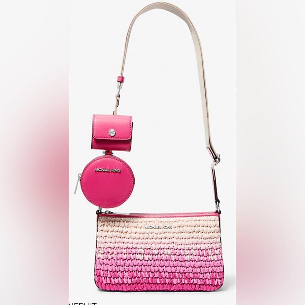 MICHAEL Michael Kors Jet Set Ombré Straw Crossbody Coin Pouch/Apple Airpods Case
